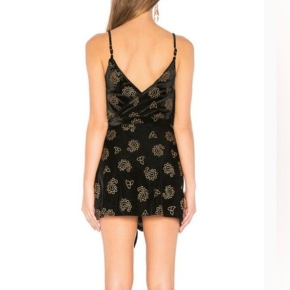 TULAROSA | Revolve Emily Wrap Mini Dress in Black and Gold | Size XS - Picture 12 of 12